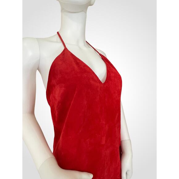 Vintage Red Suede Halter Style Sexy Dress! Size 10, Ready for Holiday Party! - Picture 2 of 8